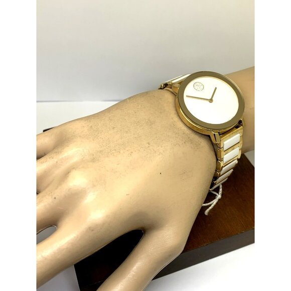 Movado Womens Watch 3601238 Bold White Dial Gold Swiss Quartz Ceramic Steel 34mm main image 5